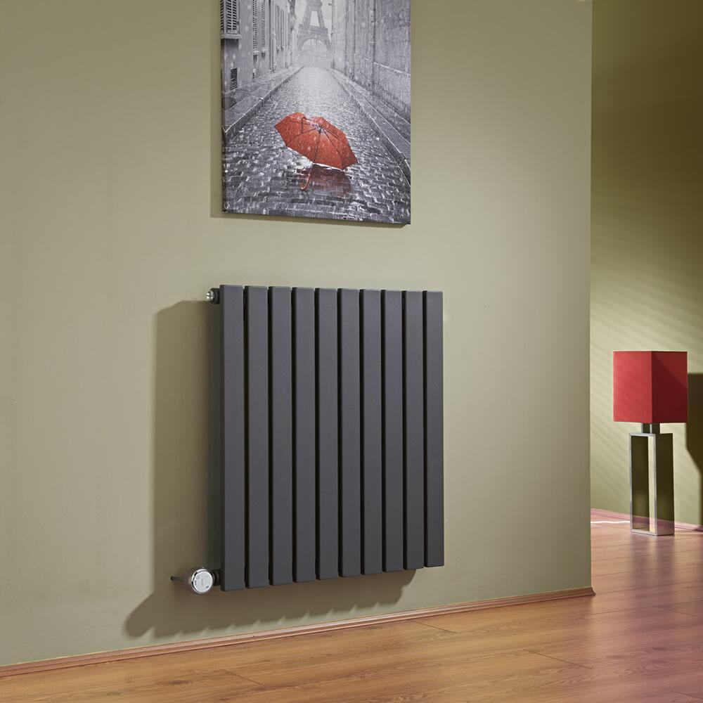 Radiador de Diseño Eléctrico Horizontal - Antracita - 635mm x 600mm x 54mm - Elemento Termostático de 800W - Sloane