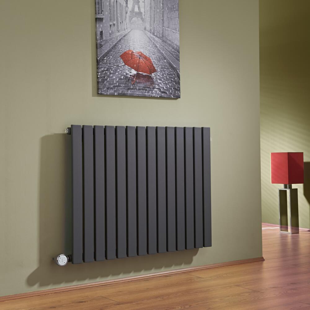 Radiador de Diseño Eléctrico Horizontal - Antracita - 635mm x 834mm x 54mm - Elemento Termostático de 1000W - Sloane