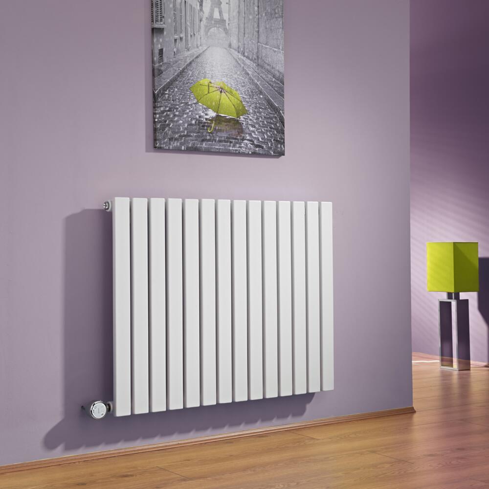 Radiador de Diseño Eléctrico Horizontal - Blanco - 635mm x 834mm x 54mm - Elemento Termostático de 1000W - Sloane