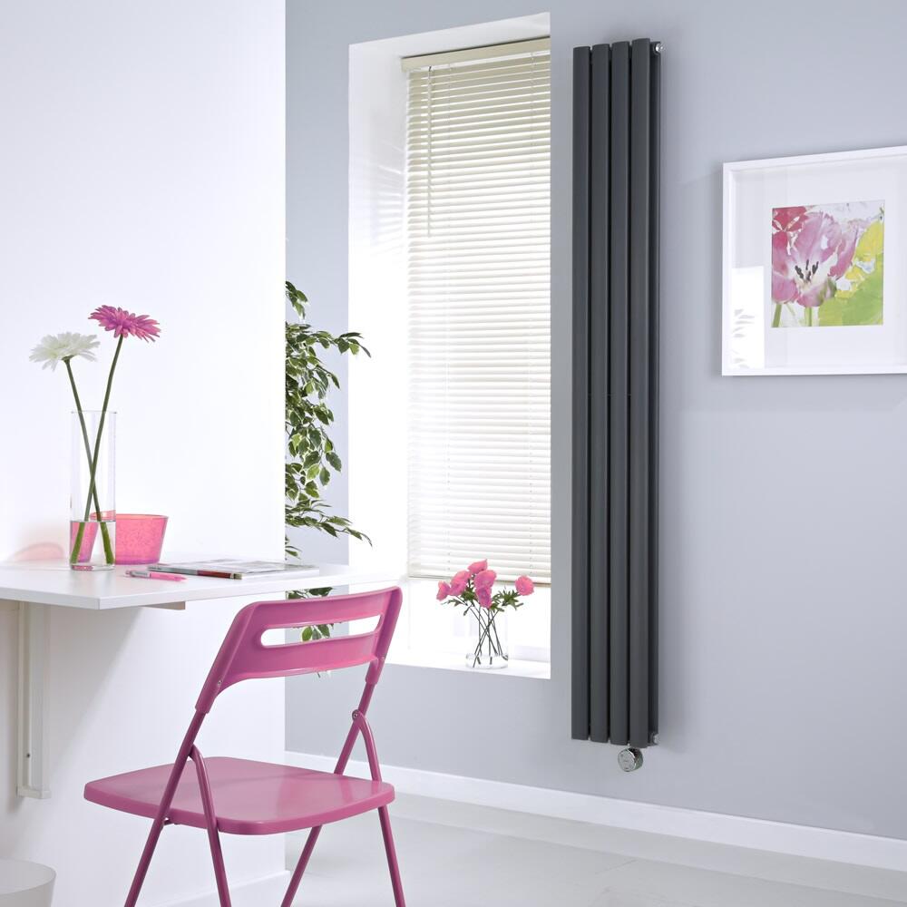 Radiador de Diseño Eléctrico Vertical Doble - Antracita - 1780mm x 236mm x 78mm - 1 Elemento de 1200W - Revive