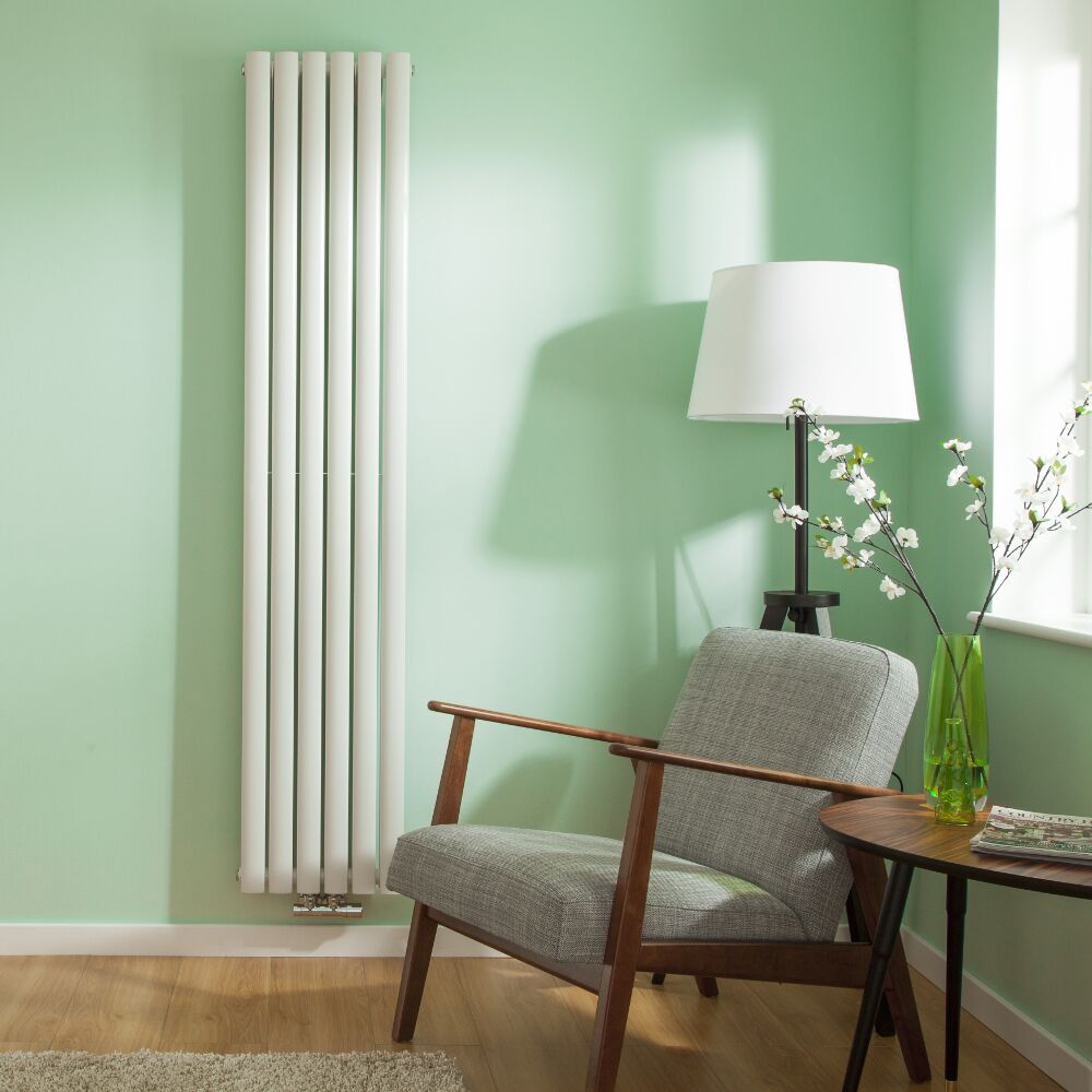 Radiador de Diseño Vertical Doble Con Conexión Central - Blanco - 1780mm x 354mm x 78mm - 1301 Vatios - Revive Caldae
