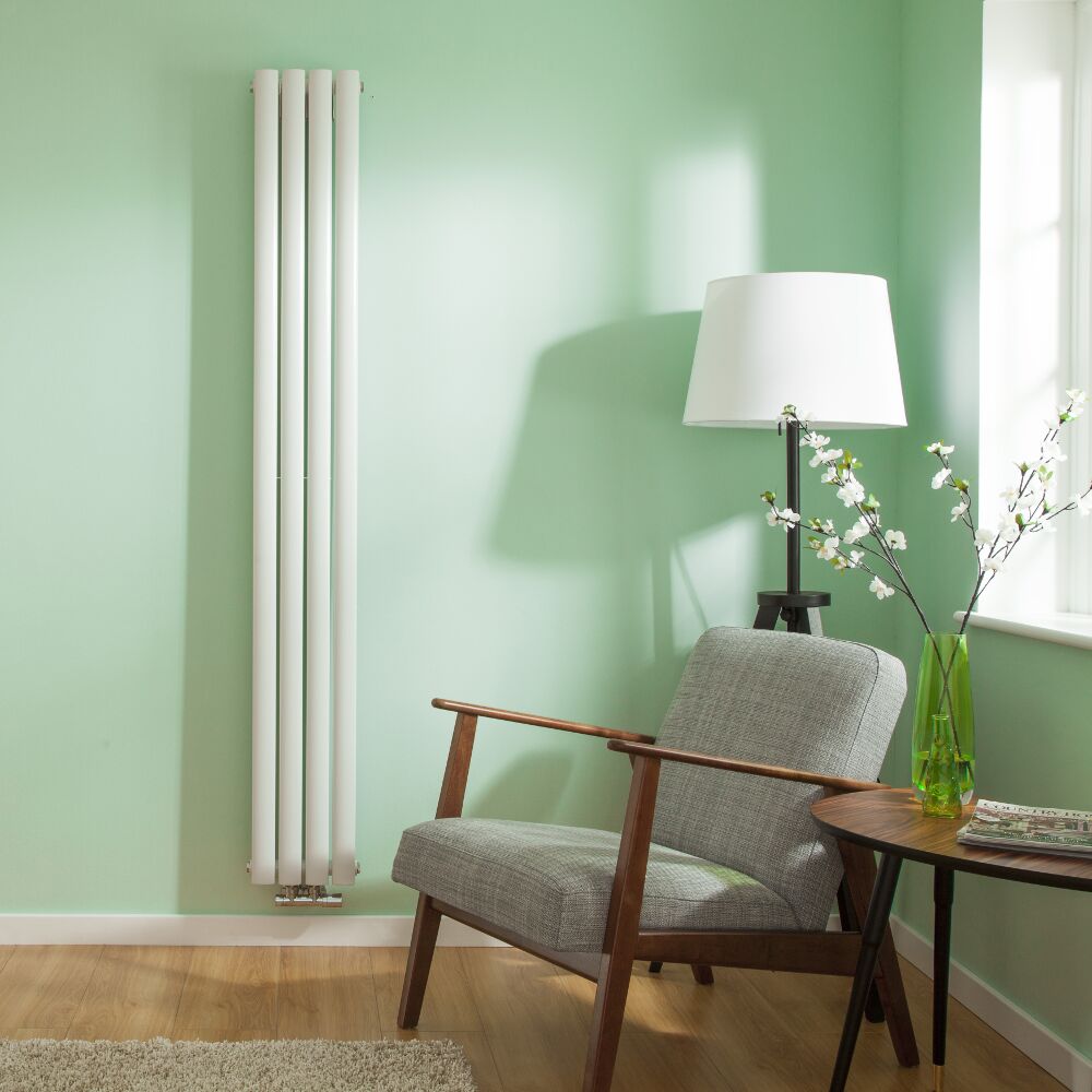 Radiador de Diseño Vertical Doble Con Conexión Central - Blanco - 1780mm x 236mm x 78mm - 934 Vatios - Revive Caldae