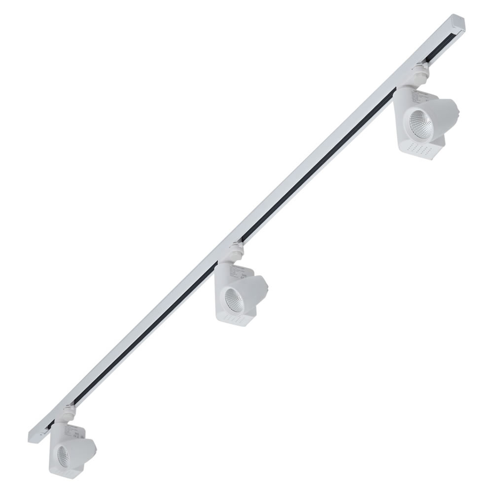 Kit con Carril de 2m para Sistemas de 3 Circuitos 3 Luminarias LED- Blanco