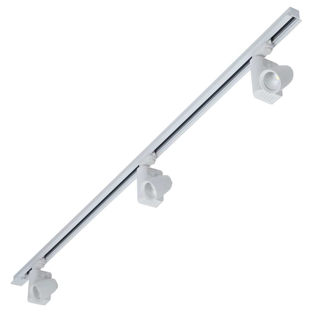 Kit con Carril Empotrable de 2m para Sistemas de 3 Circuitos 3 Luminarias LED de 12W - Blanco