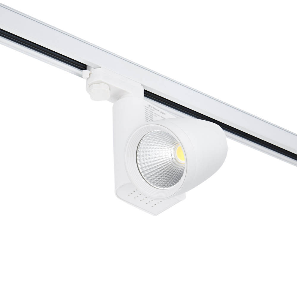 Foco LED negro de 12W para Instalación en Carril de 3 Circuitos - Blanco