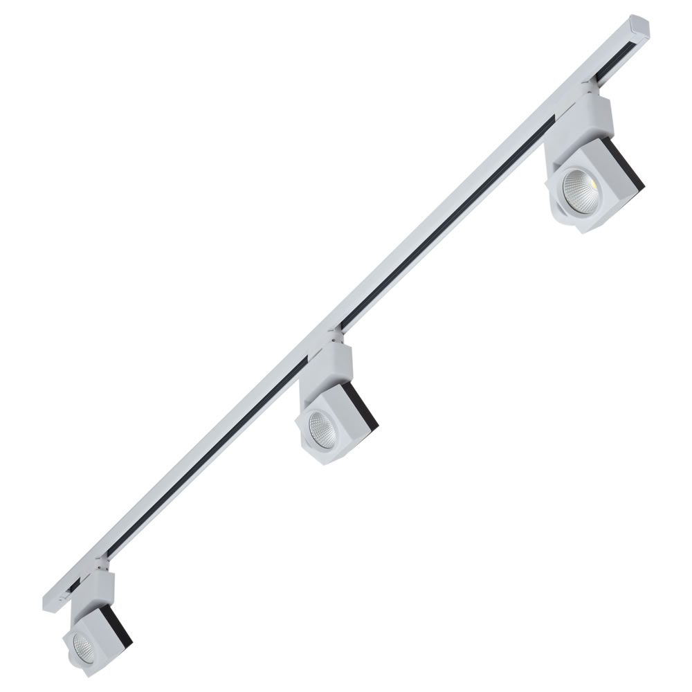 Biard Kit con 1 Carriles de 2m para Sistemas de 3 Circuitos 3 Luminarias LED de 25W - Blanco