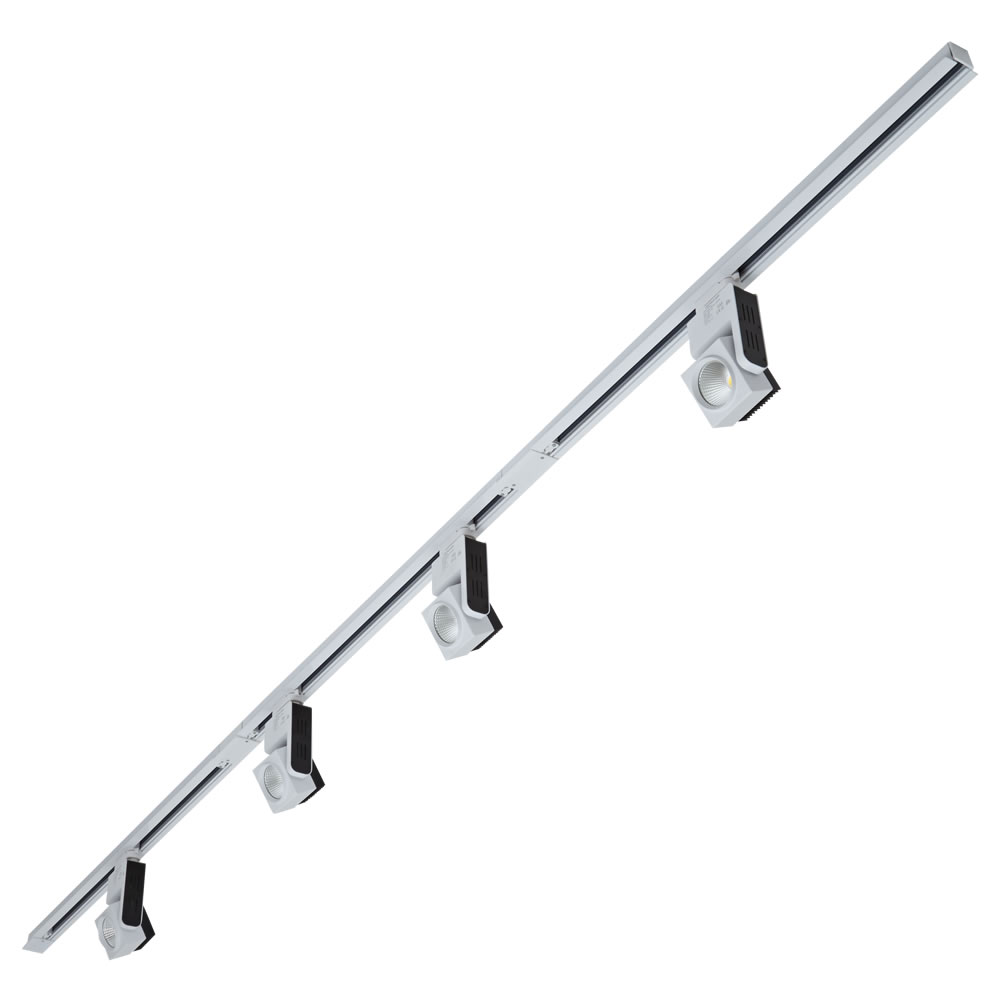 Kit con 3 Carriles Empotrables de 1m para Sistemas de 3 Circuitos 4 Luminarias LED de 25W - Blanco