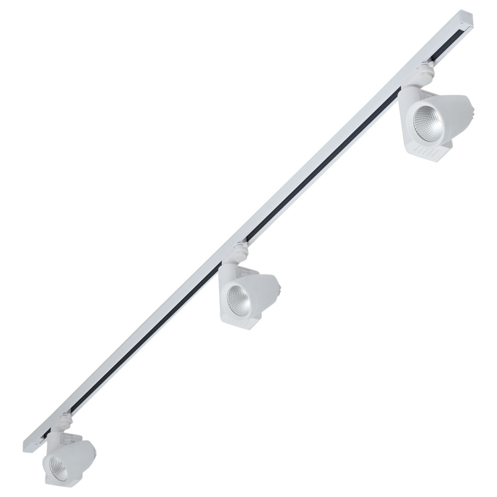 Biard Kit con 1 Carril de 2m para Sistemas de 3 Circuitos 3 Luminarias LED de 25W- Blanco