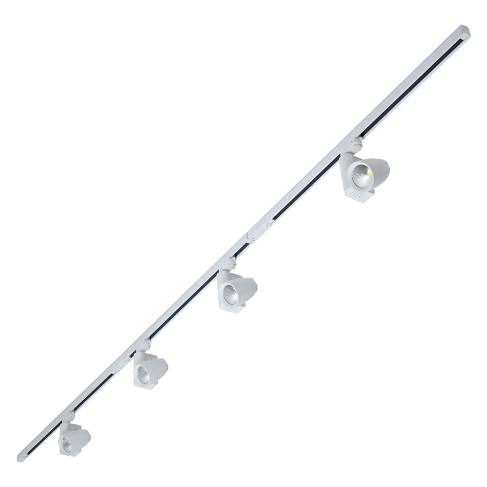 Kit con 3 Carriles de 1m para Sistemas de 3 Circuitos 4 Luminarias LED y 4 Conectores- Blanco