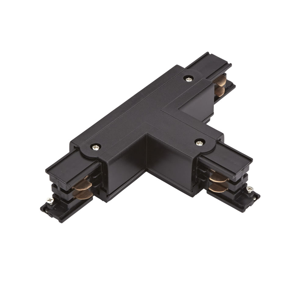 Conector tipo T para carril de 3 Circuitos - Negro