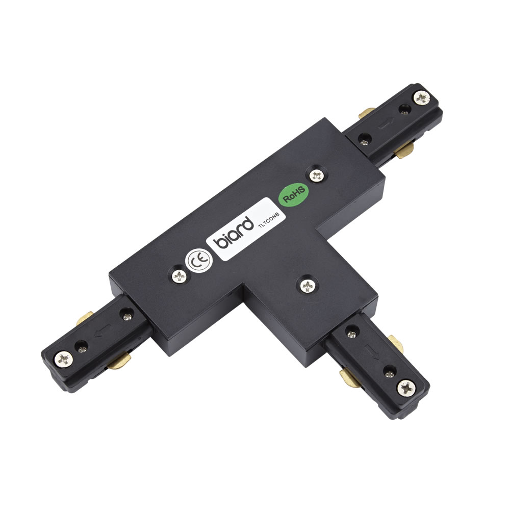 Unión Conector de 3 Entradas para Focos de Carril LED de Color Negro