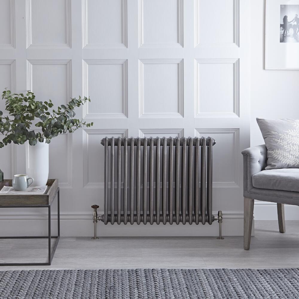 Radiador de Diseño Horizontal Triple Tradicional - Acero Dulce - Lacado Metal Rudo - 600mm x 789mm - 1243 Vatios - Regent