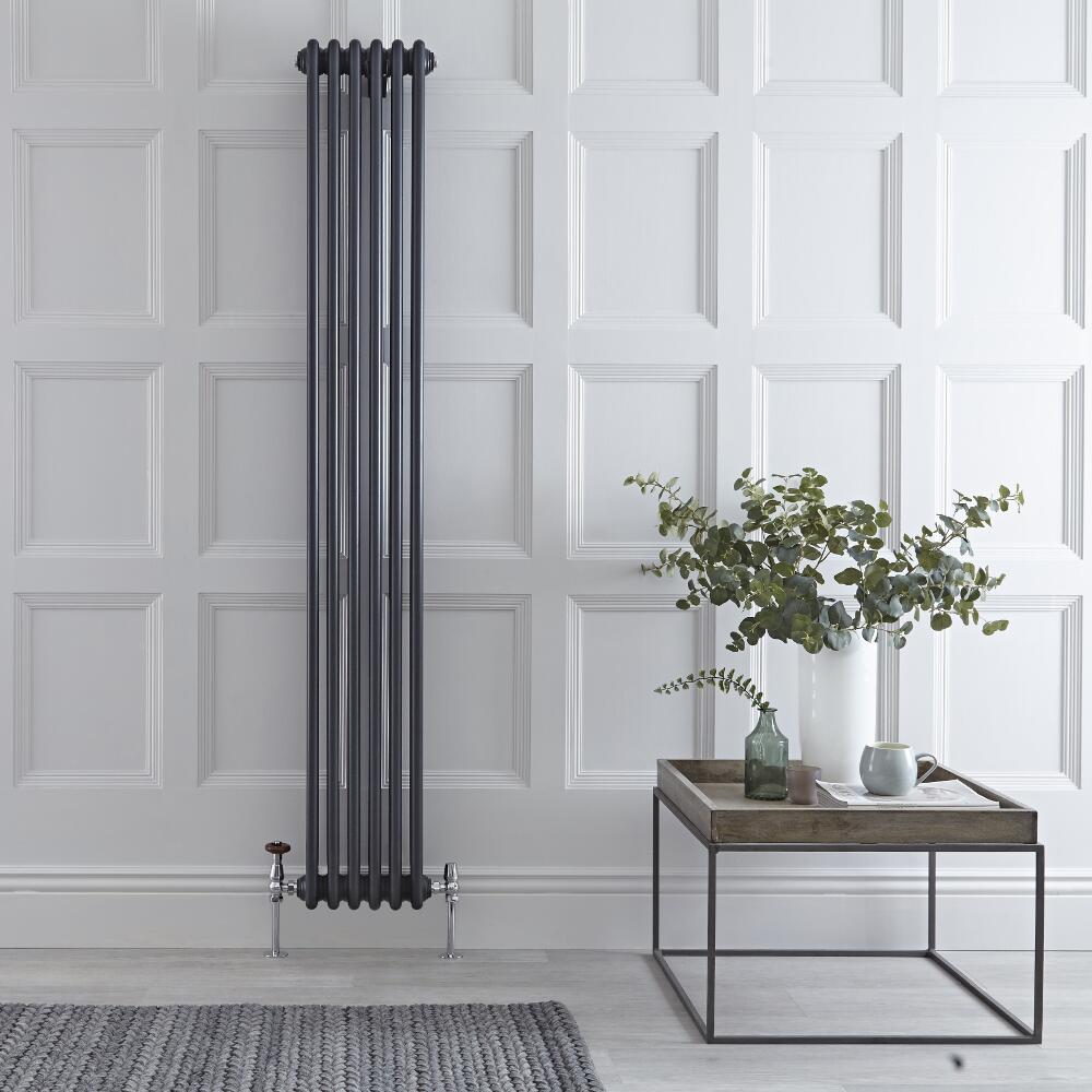 Radiador de Diseño Vertical Triple Tradicional - Antracita - 1800mm x 293mm x 100mm - 1169 Vatios - Regent