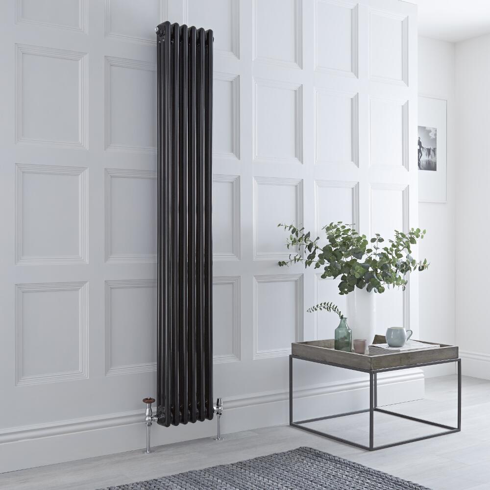 Radiador de Diseño Vertical Triple Tradicional - Negro - 1800mm x 293mm x 100mm - 1169 Vatios - Regent