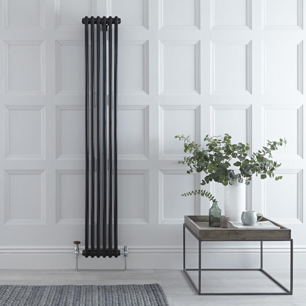 Radiador de Diseño Vertical Doble Tradicional - Negro - 1800mm x 293mm x 68mm - 934 Vatios - Regent