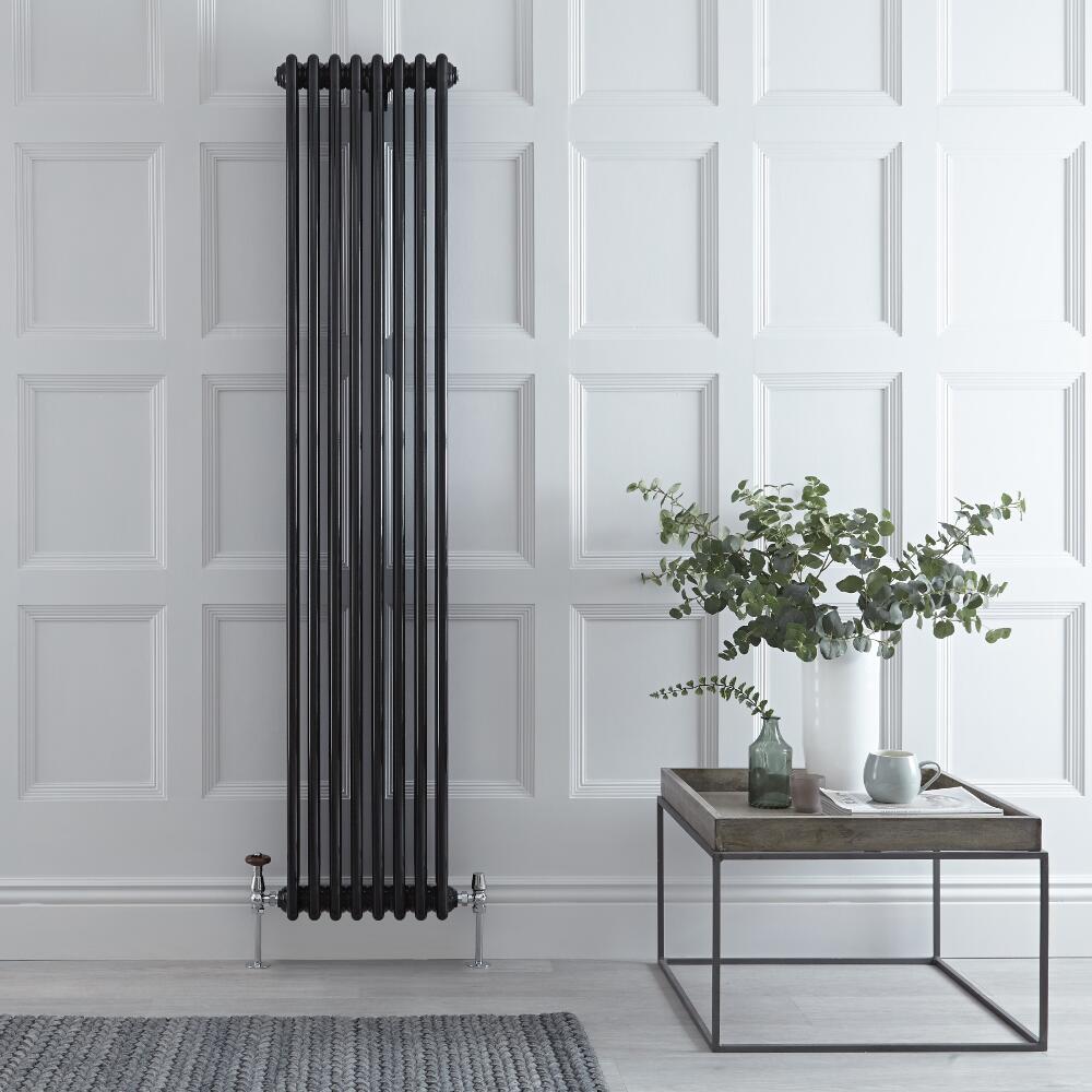 Radiador de Diseño Vertical Triple Tradicional - Negro - 1800mm x 383mm x 100mm - 1558 Vatios - Regent