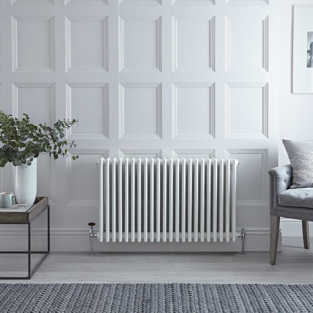 Radiador de Diseño Horizontal Cuádruple Tradicional - Blanco - 600mm x 990mm x 133mm - 2088 Vatios - Regent