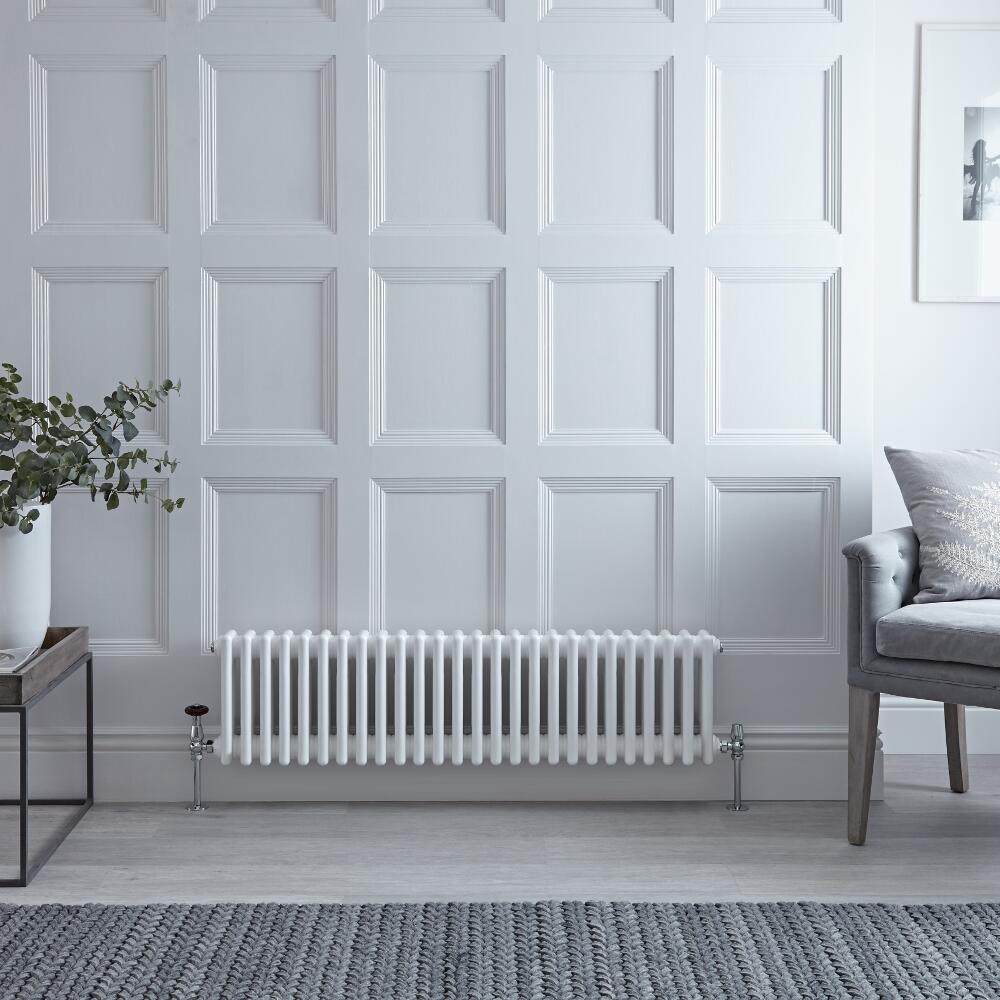Radiador de Diseño Horizontal Triple Tradicional - Blanco - 300mm x 1193mm x 100mm - 1051 Vatios - Regent