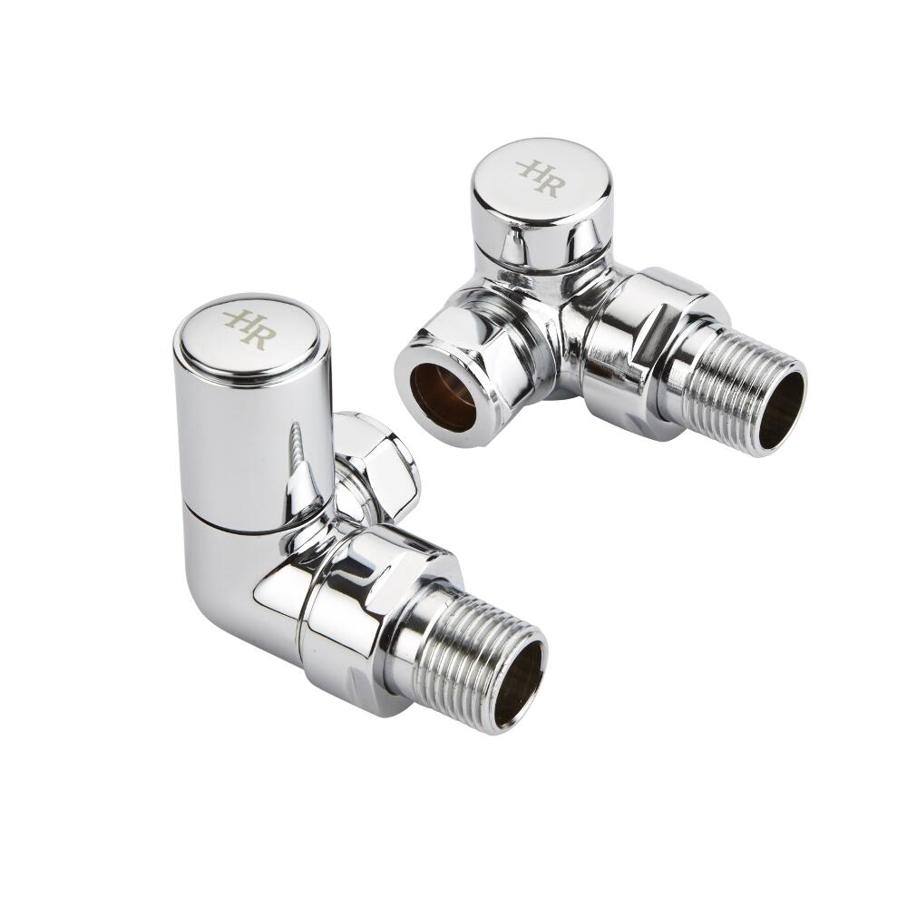 Llaves Modernas Angulares de Esquina para Radiador y Toallero Ahorra Espacio de Latón Cromado para Tubos de Cobre de 15mm