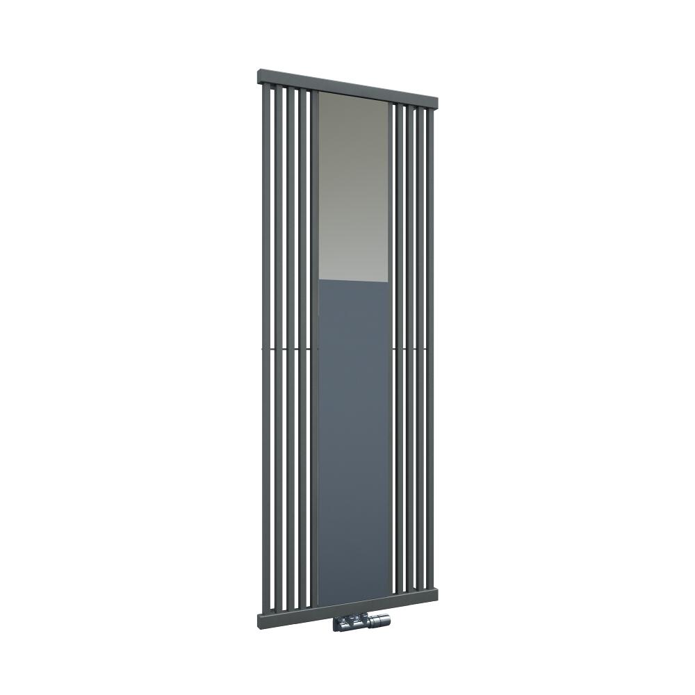 Radiador de Diseño Vertical Con Conexión Central - Con Espejo - Color Efecto Piedra - 1700mm x 640mm x 60mm - 1300 Vatios - Lublin