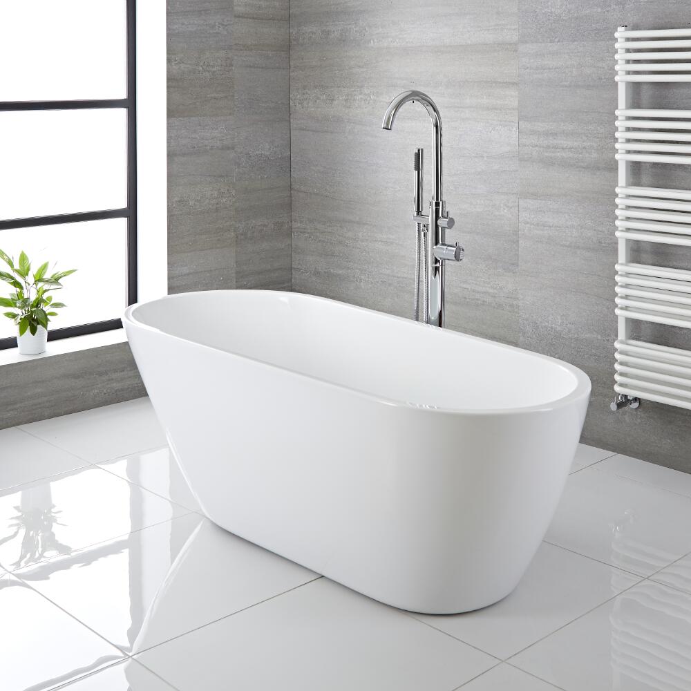 Bañera Acrílica Tradicional Exenta Asimétrica Moderna Oval 1670x730mm