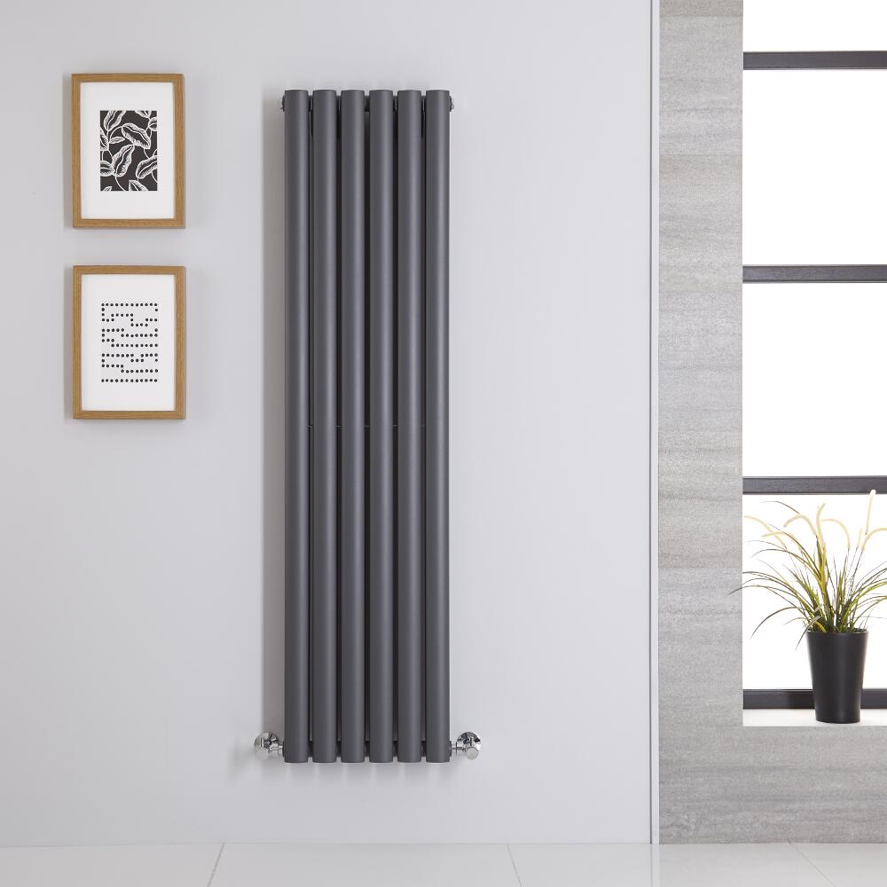 Radiador de Diseño Vertical Doble - Antracita - 1400mm x 354mm x 78mm - 1044 Vatios - Revive
