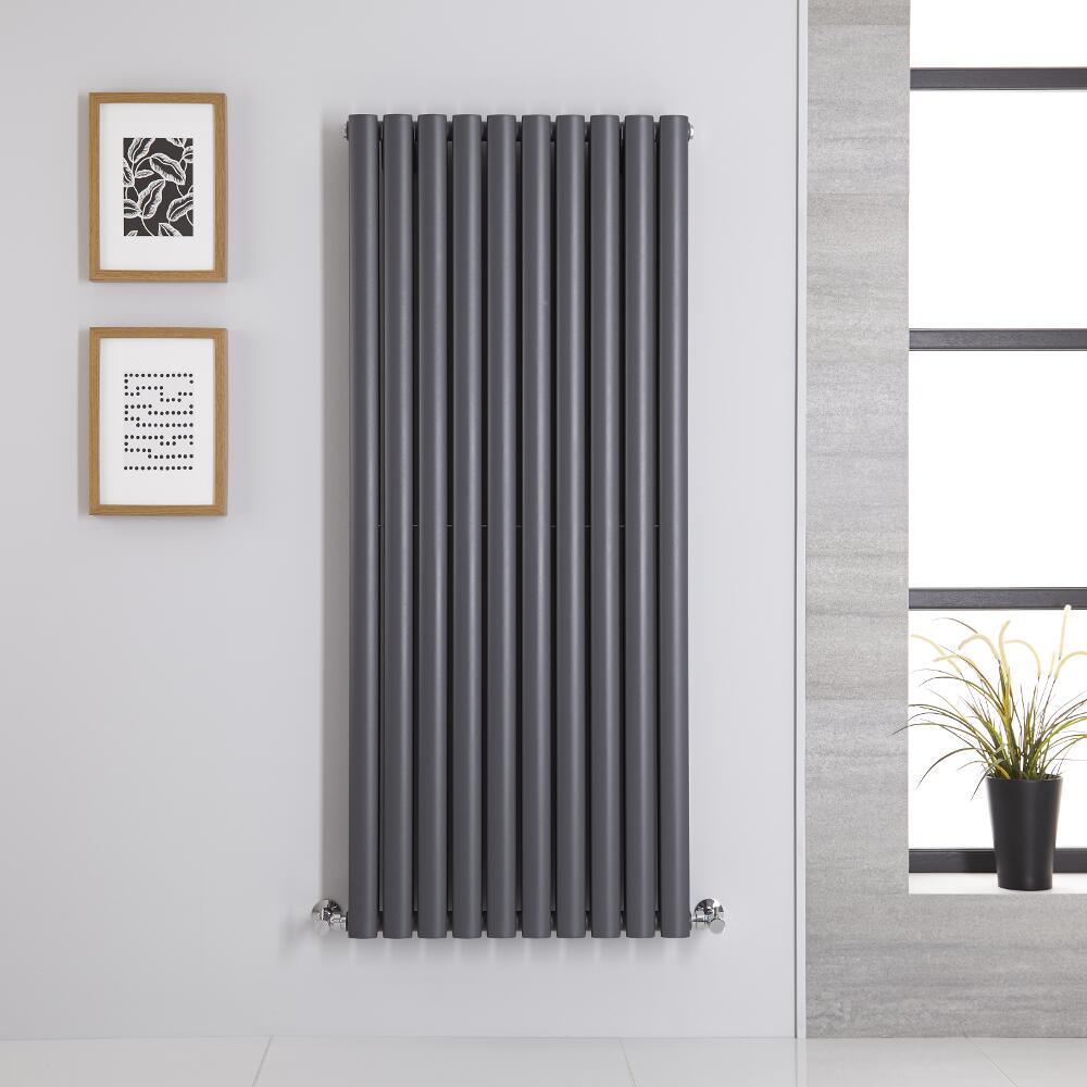 Radiador de Diseño Vertical Doble - Antracita - 1400mm x 590mm x 78mm - 1740 Vatios - Revive