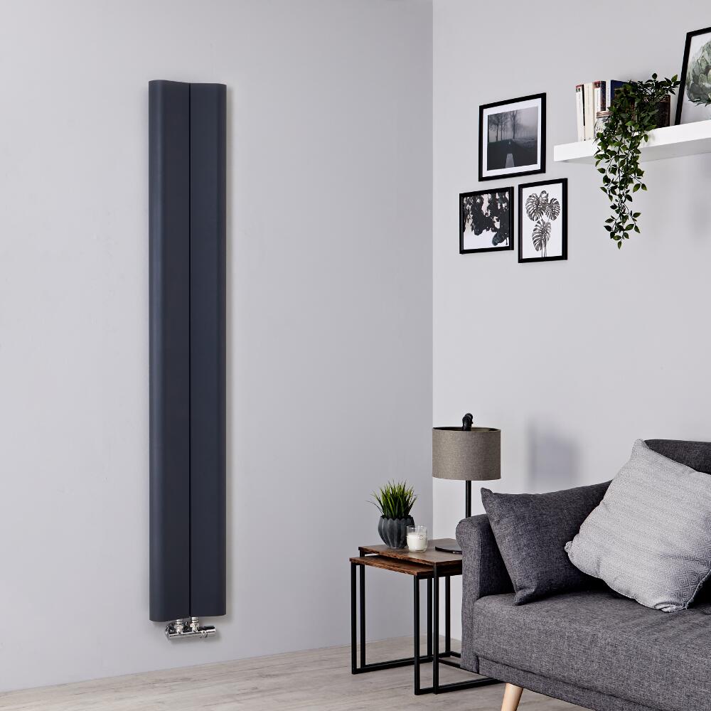 Radiador de Diseño Vertical - Aluminio - Antracita - 1600mm x 245mm - 579 Vatios - Aloa