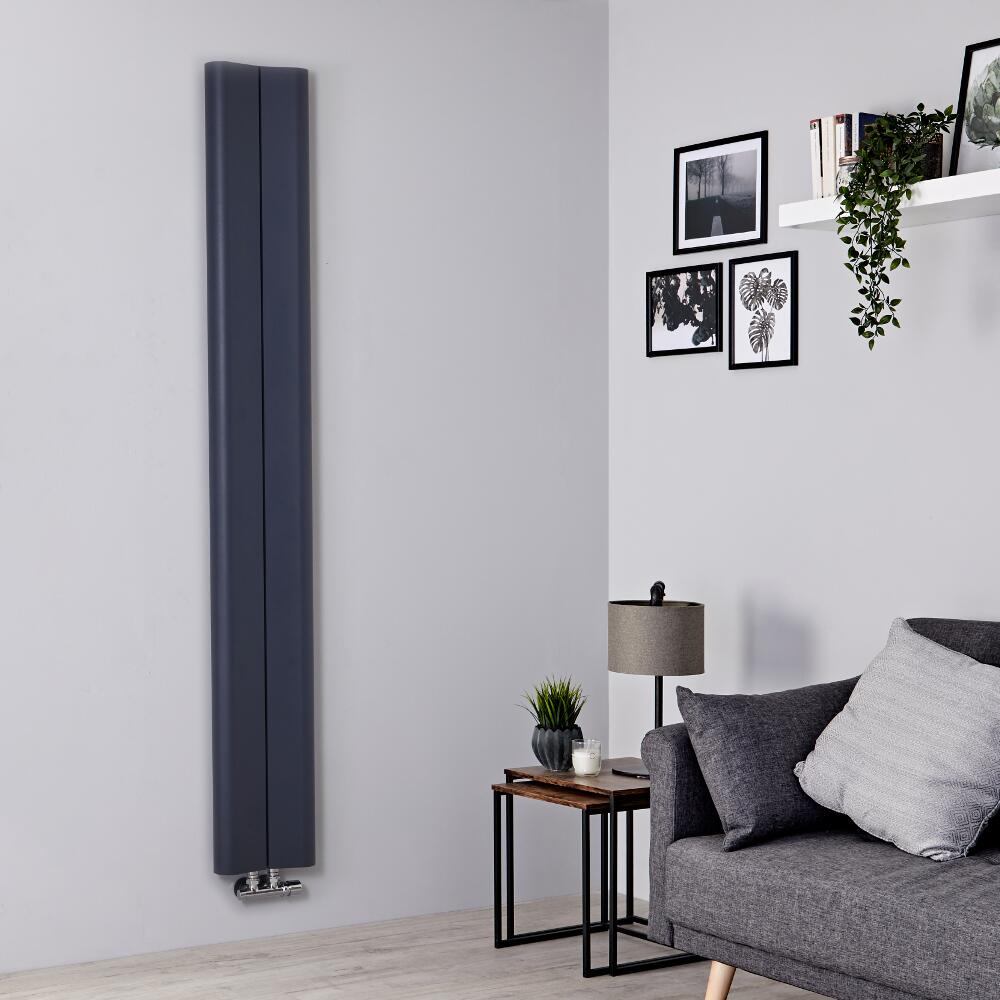 Radiador de Diseño Vertical - Aluminio - Antracita - 1800mm x 245mm - 652 Vatios - Aloa