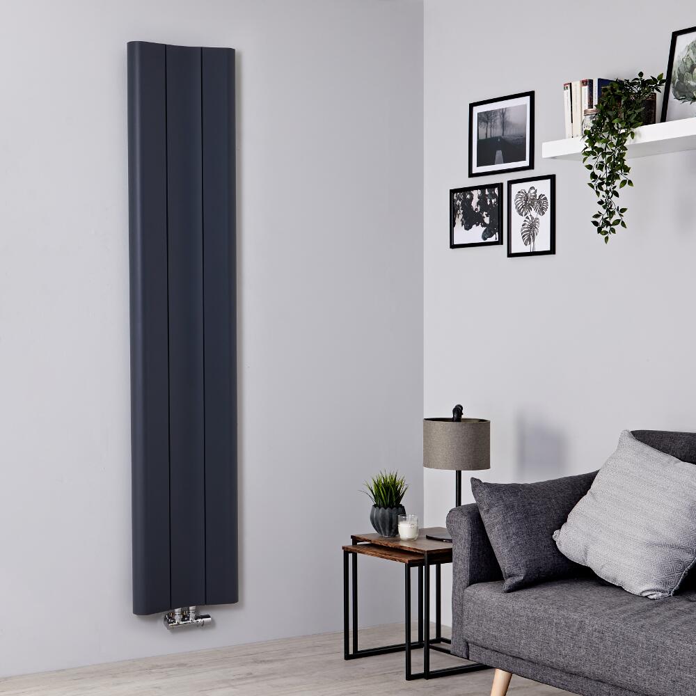 Radiador de Diseño Vertical - Aluminio - Antracita - 1800mm x 370mm - 978 Vatios - Aloa