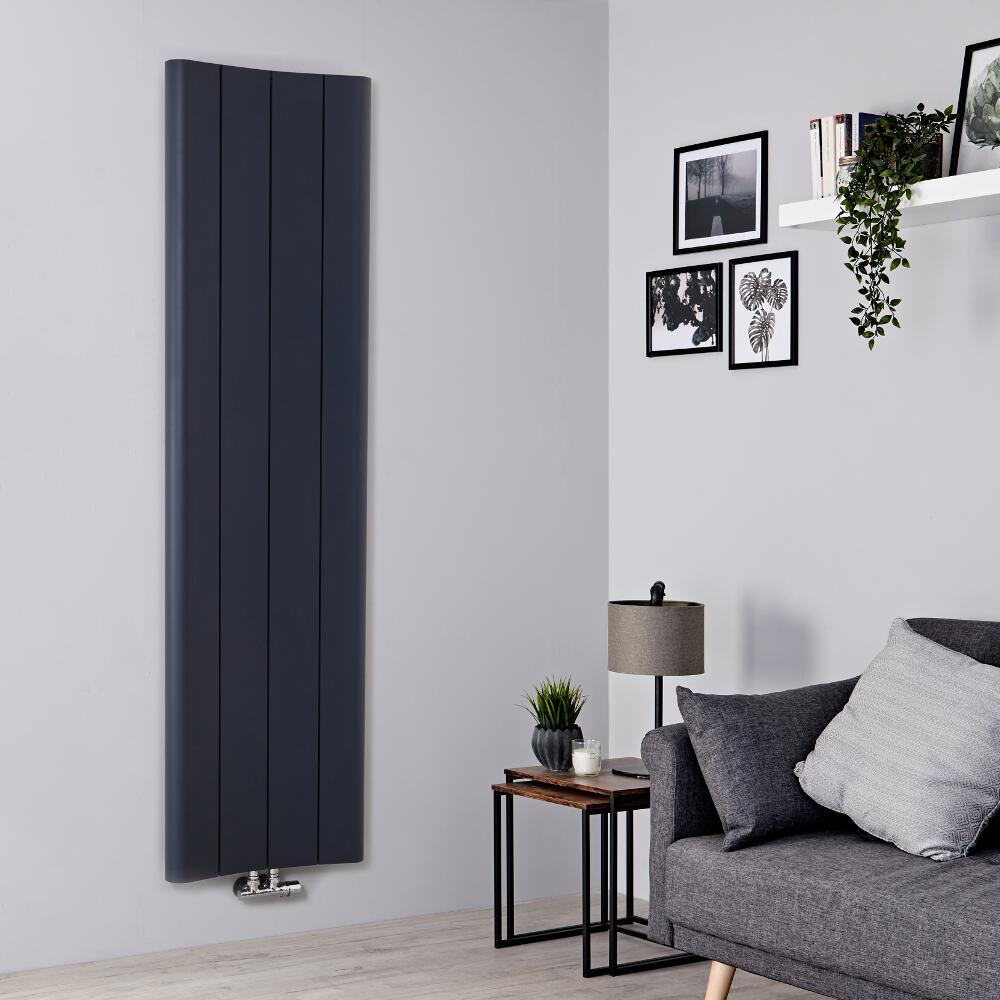 Radiador de Diseño Vertical - Aluminio - Antracita - 1800mm x 495mm - 1201 Vatios - Aloa