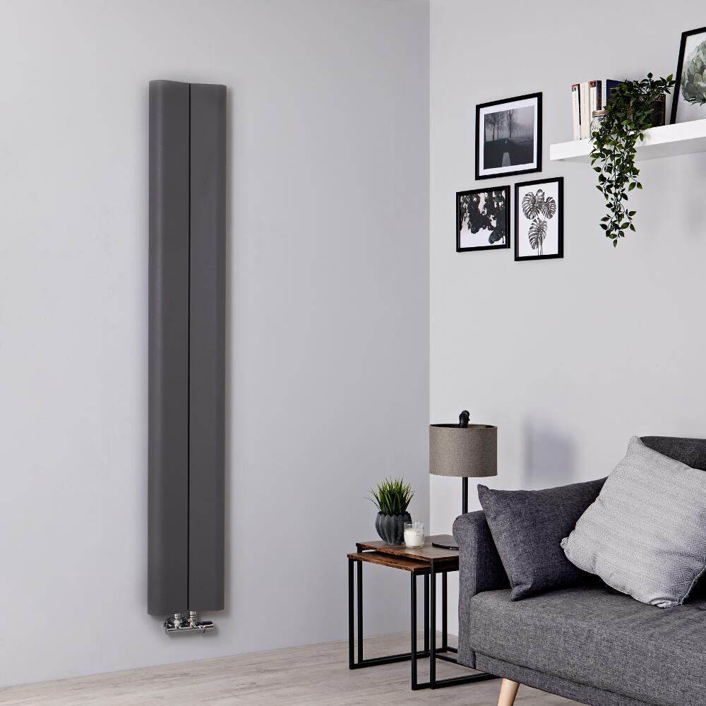 Radiador de Diseño Vertical - Aluminio - Gris Claro - 1600mm x 245mm - 579 Vatios - Aloa