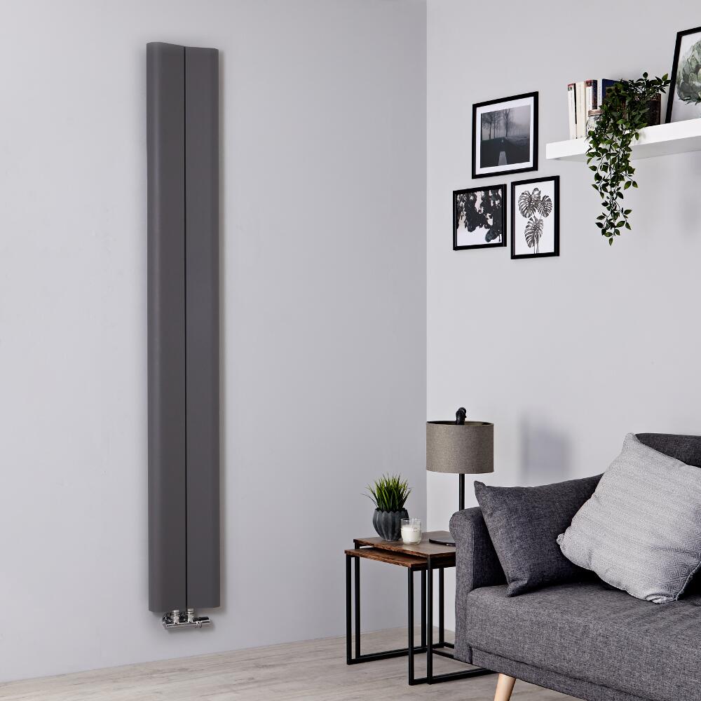 Radiador de Diseño Vertical - Aluminio - Gris Claro - 1800mm x 245mm - 652 Vatios - Aloa
