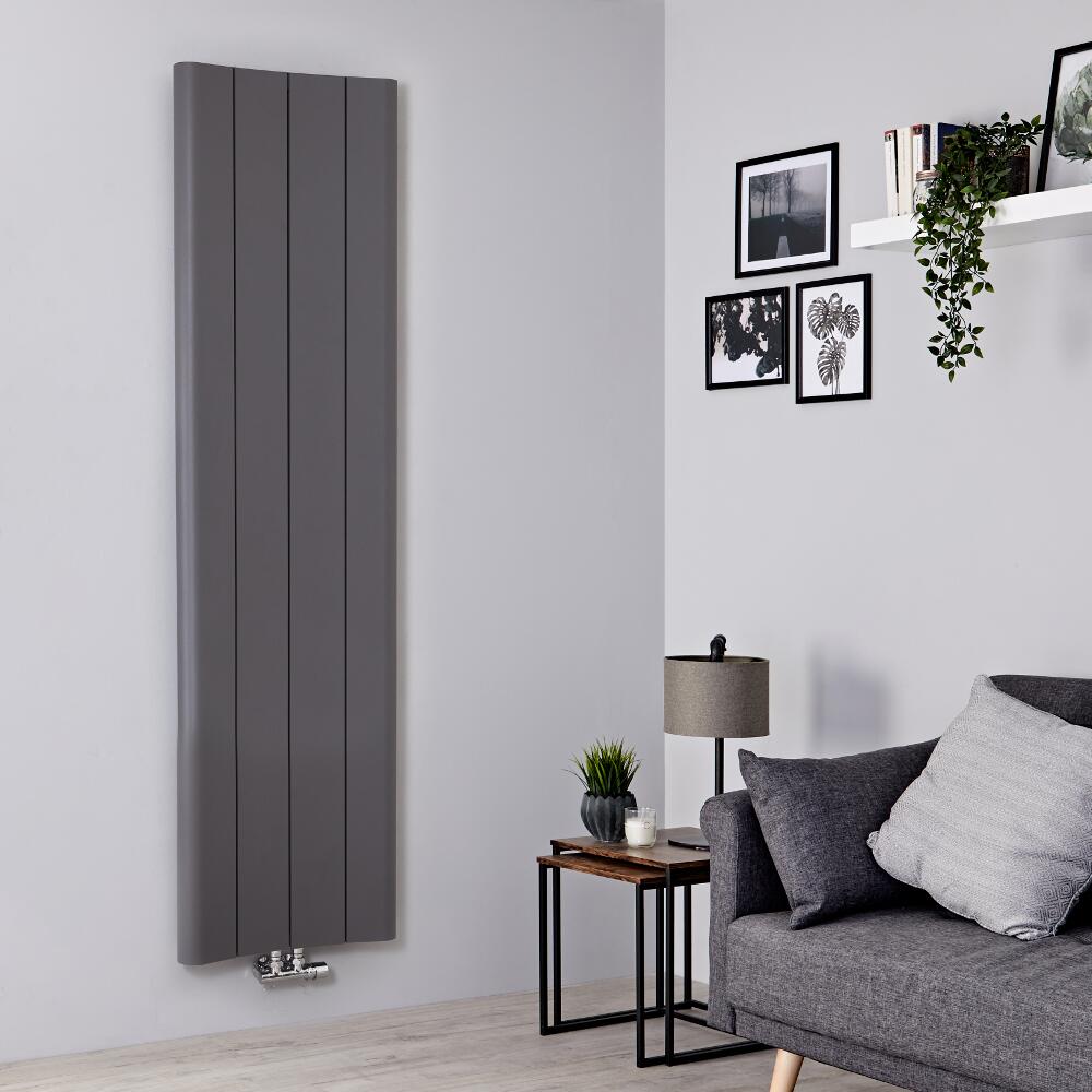 Radiador de Diseño Vertical - Aluminio - Gris Claro - 1800mm x 495mm - 1201 Vatios - Aloa