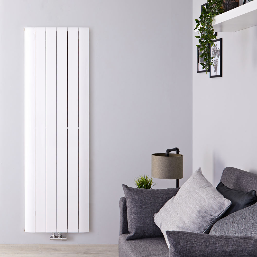 Radiador de Diseño Vertical Con Conexión Central - Aluminio - Blanco - 1800mm x 565mm x 46mm - 2303 Vatios - Aurora