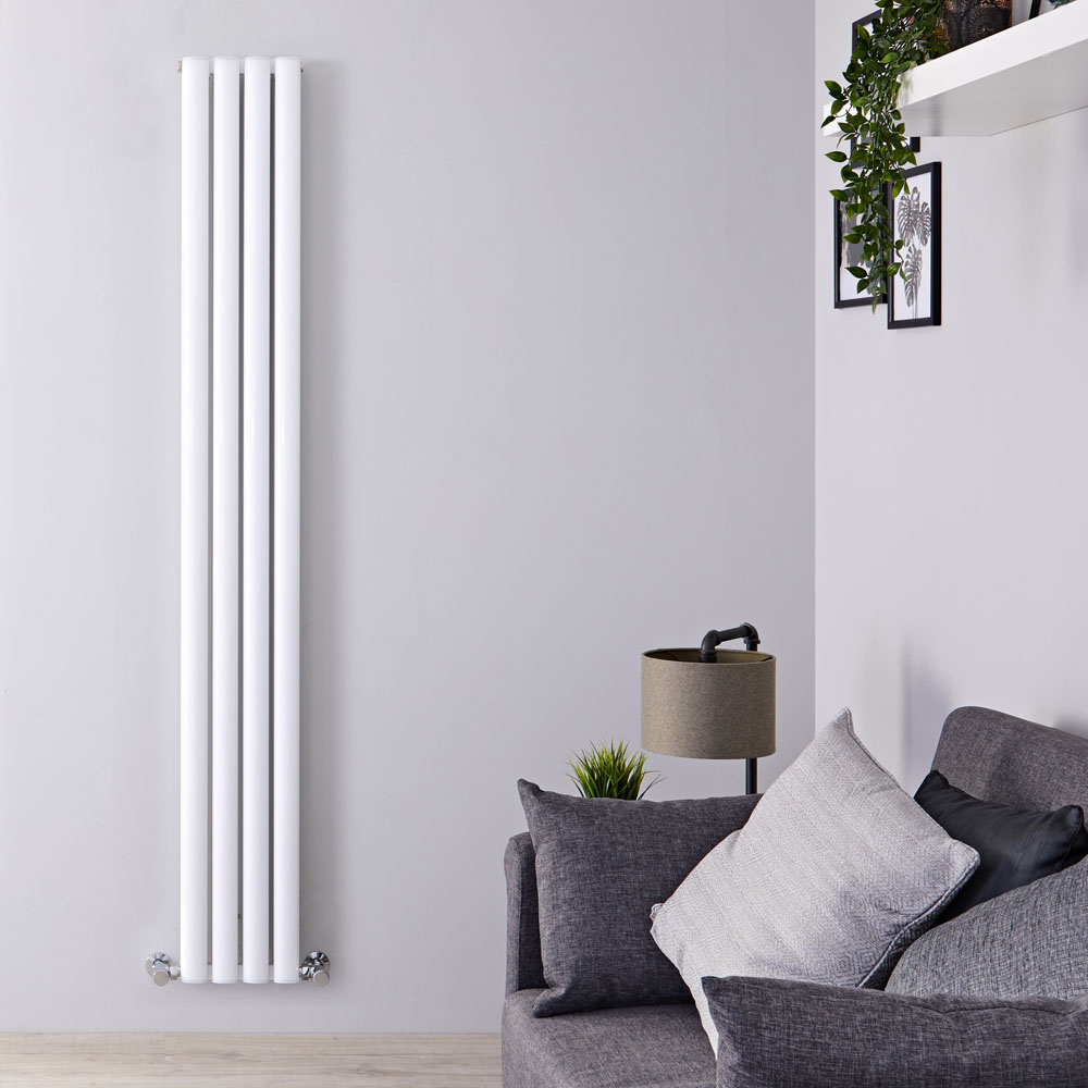 Radiador de Diseño Vertical Doble - Blanco - 1800mm x 230mm x 76mm - 1002 Vatios - Revive Air