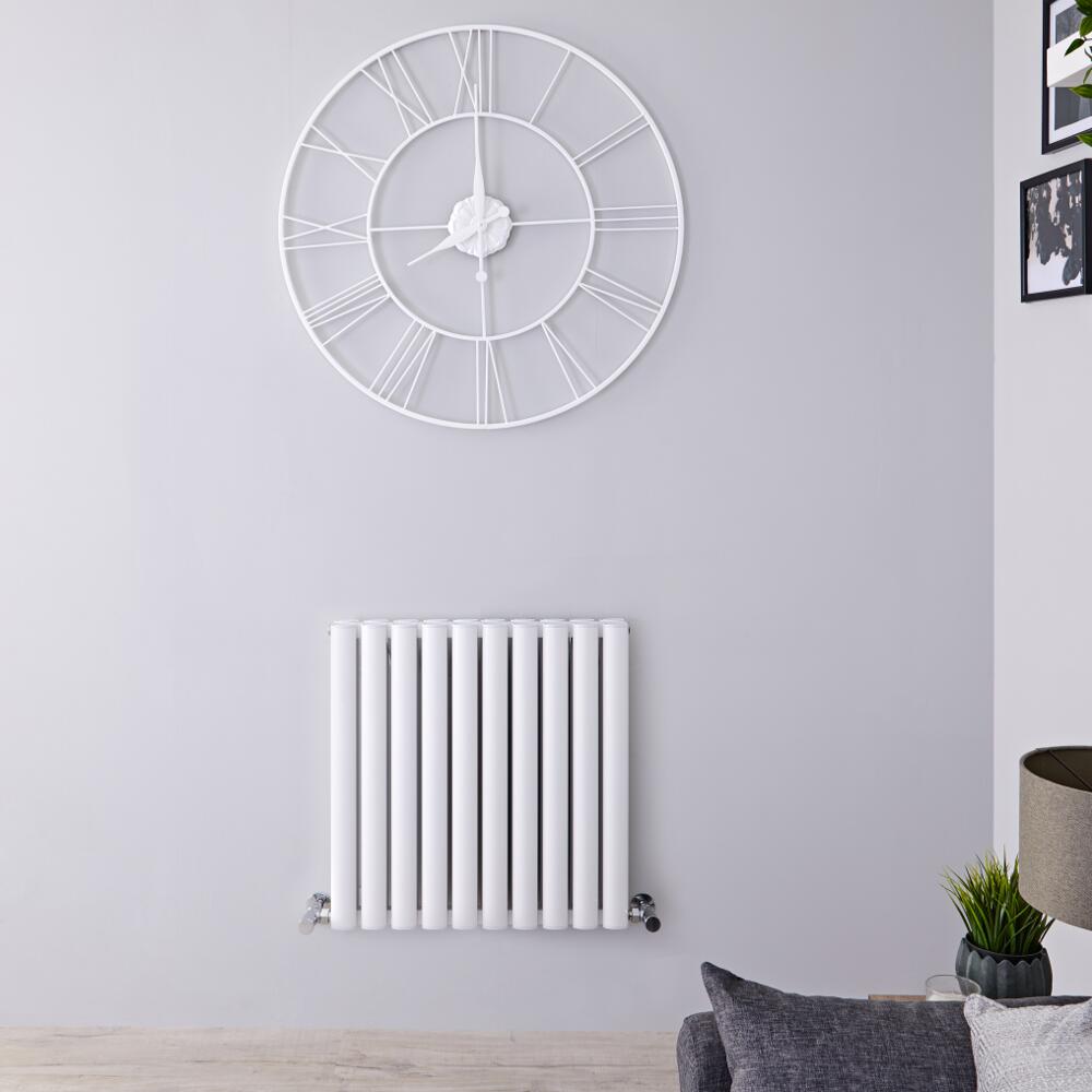 Radiador de Diseño Horizontal Doble - Aluminio - Blanco - 600mm x 590mm - 907 Vatios - Revive Air