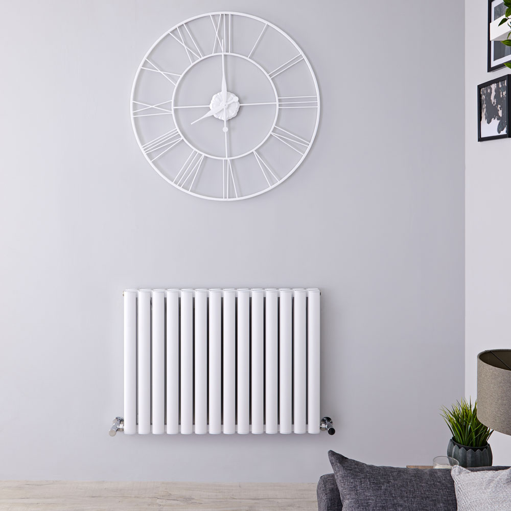 Radiador de Diseño Horizontal Doble - Blanco - 600mm x 830mm x 76mm - 1609 Vatios - Revive Air