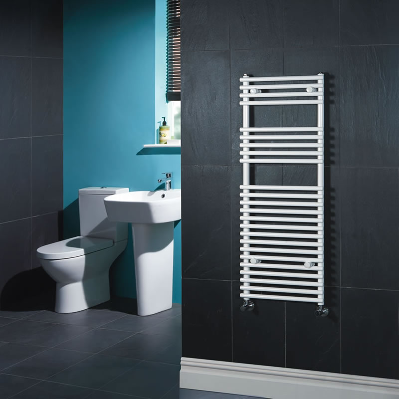 Radiador Toallero Plano - Blanco - 1150mm x 450mm x 70mm - 698 Vatios - Ischia