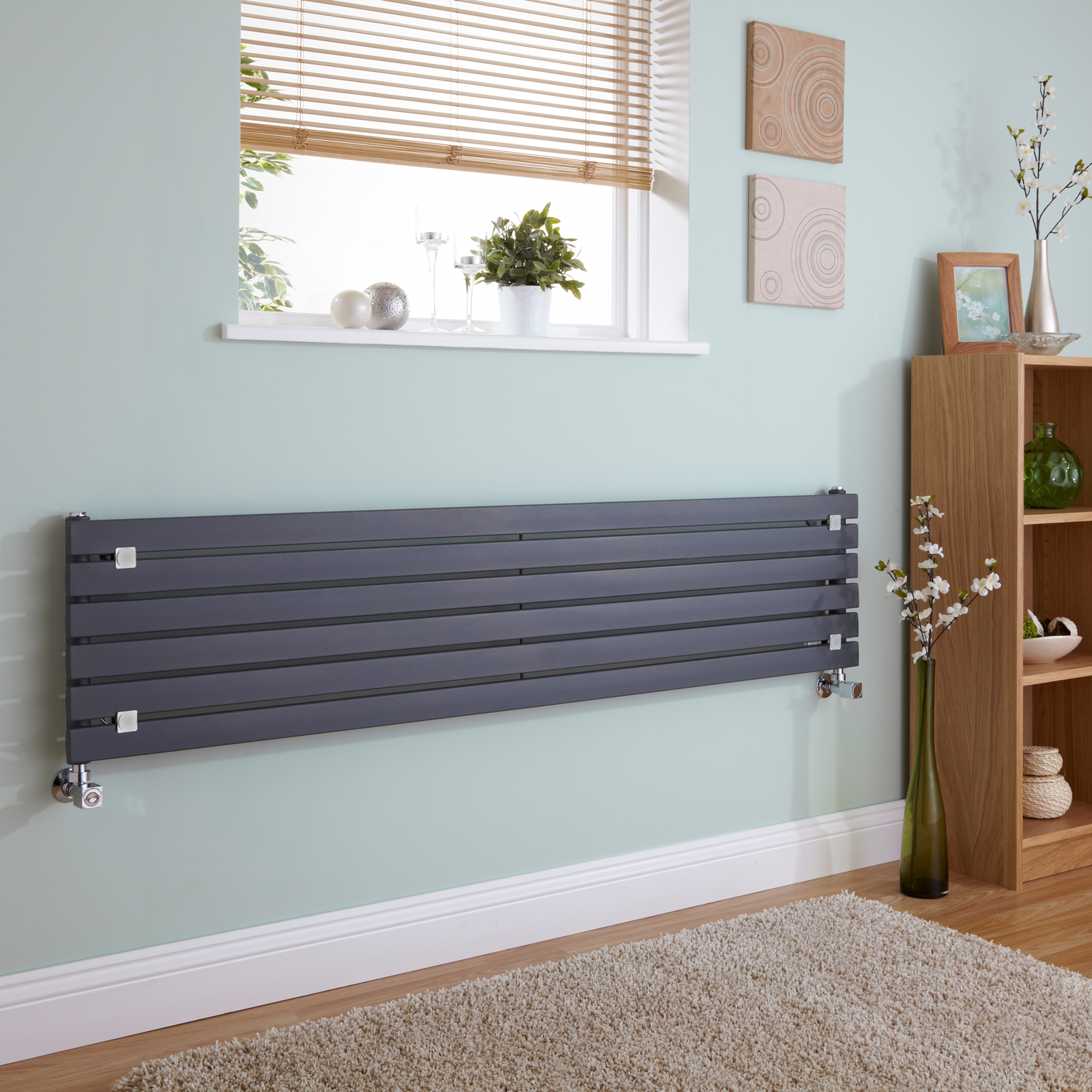 Radiador de Diseño Horizontal - Antracita - 354mm x 1600mm x 54mm - 773 Vatios - Sloane