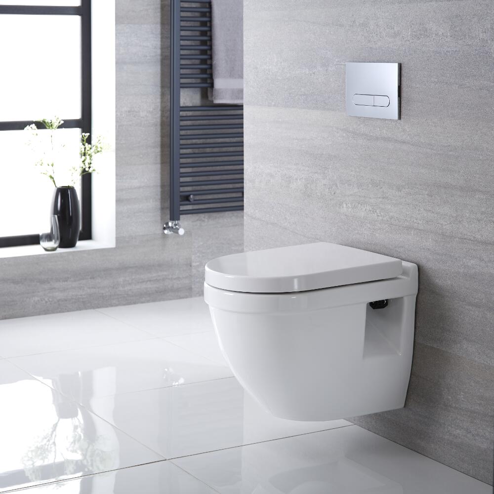Inodoro WC Moderno Suspendido 400x360x515mm con Tapa de WC Soft Close- Belstone