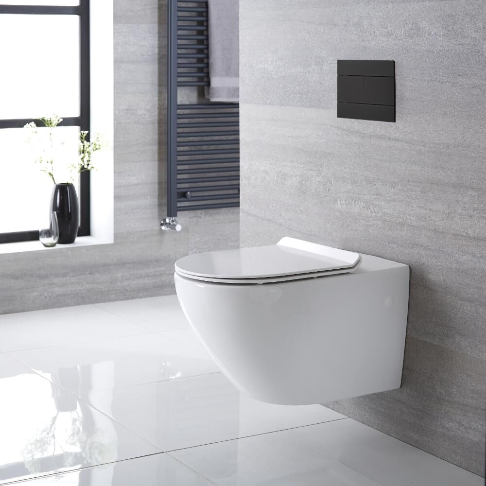 Inodoro WC Oval Suspendido 340x360x585mm con Tapa de WC Soft Close - Otterton