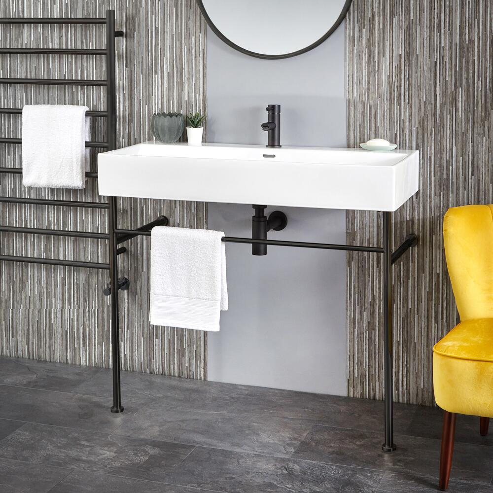 Lavabo Consola de 1000mm con Estructura Inferior Negra - Sandford