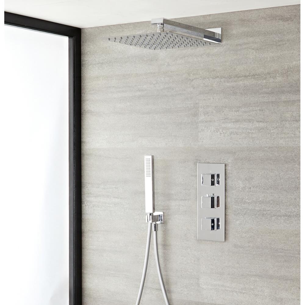 Conjunto de ducha con Llave Mezcladora Termostática y Alcachofa Extraplana