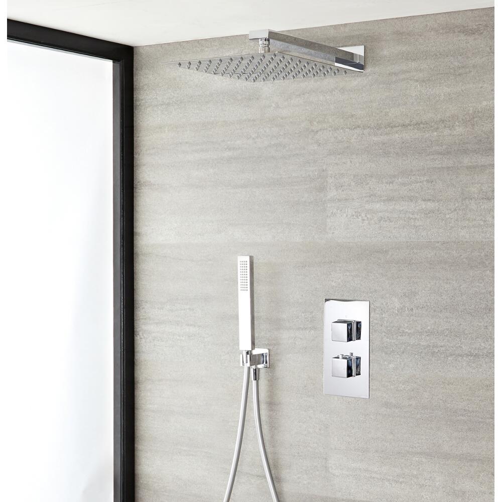 Conjunto de Ducha Completo con Llave de Ducha Mezcladora Termostática con Alcachofa