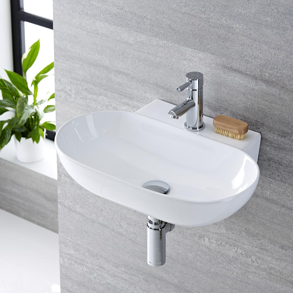 Lavabo Suspendido Oval de Cerámica 555x395mm - Otterton