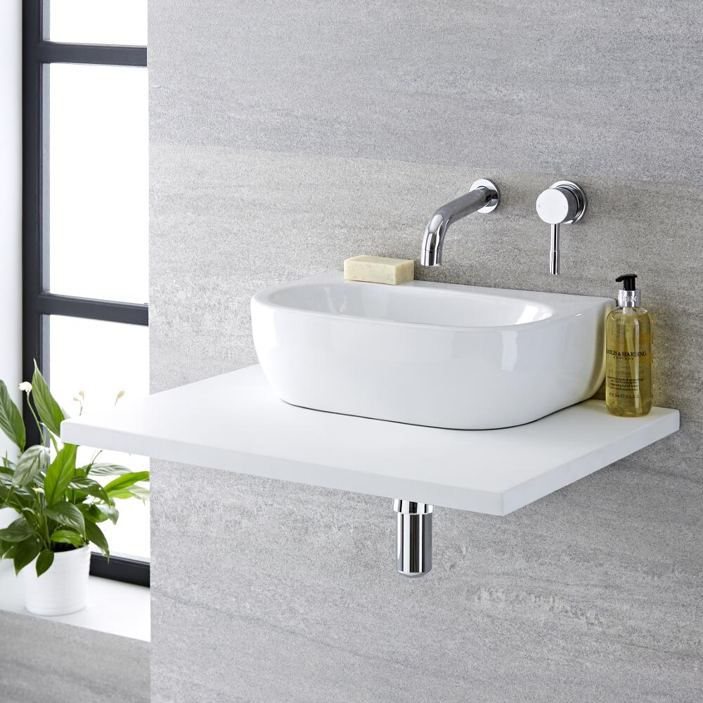 Lavabo Sobre Encimera Oval de Cerámica 420x280mm - Langtree
