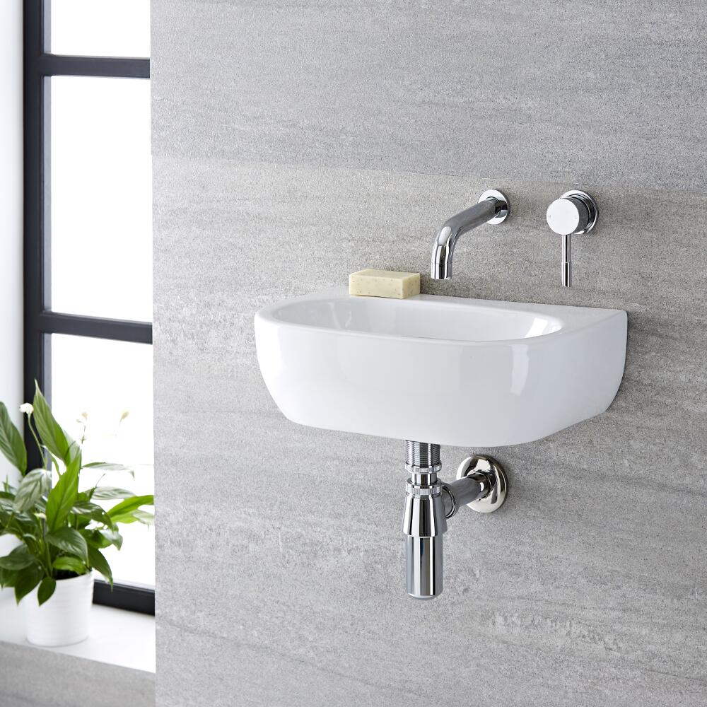 Lavabo Suspendido o Sobre Encimera Oval de Cerámica 420x280mm - Langtree