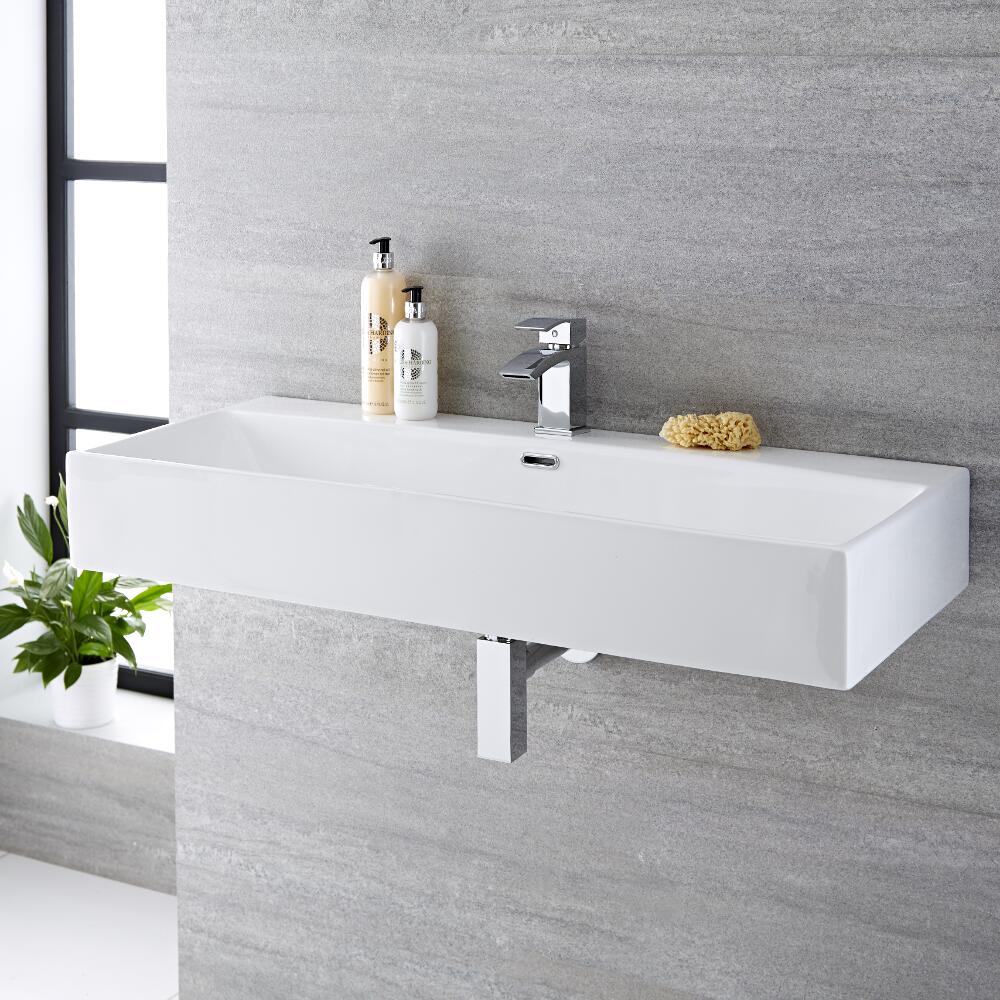 Lavabo Suspendido Rectangular de Cerámica 1000x420mm - Sandford