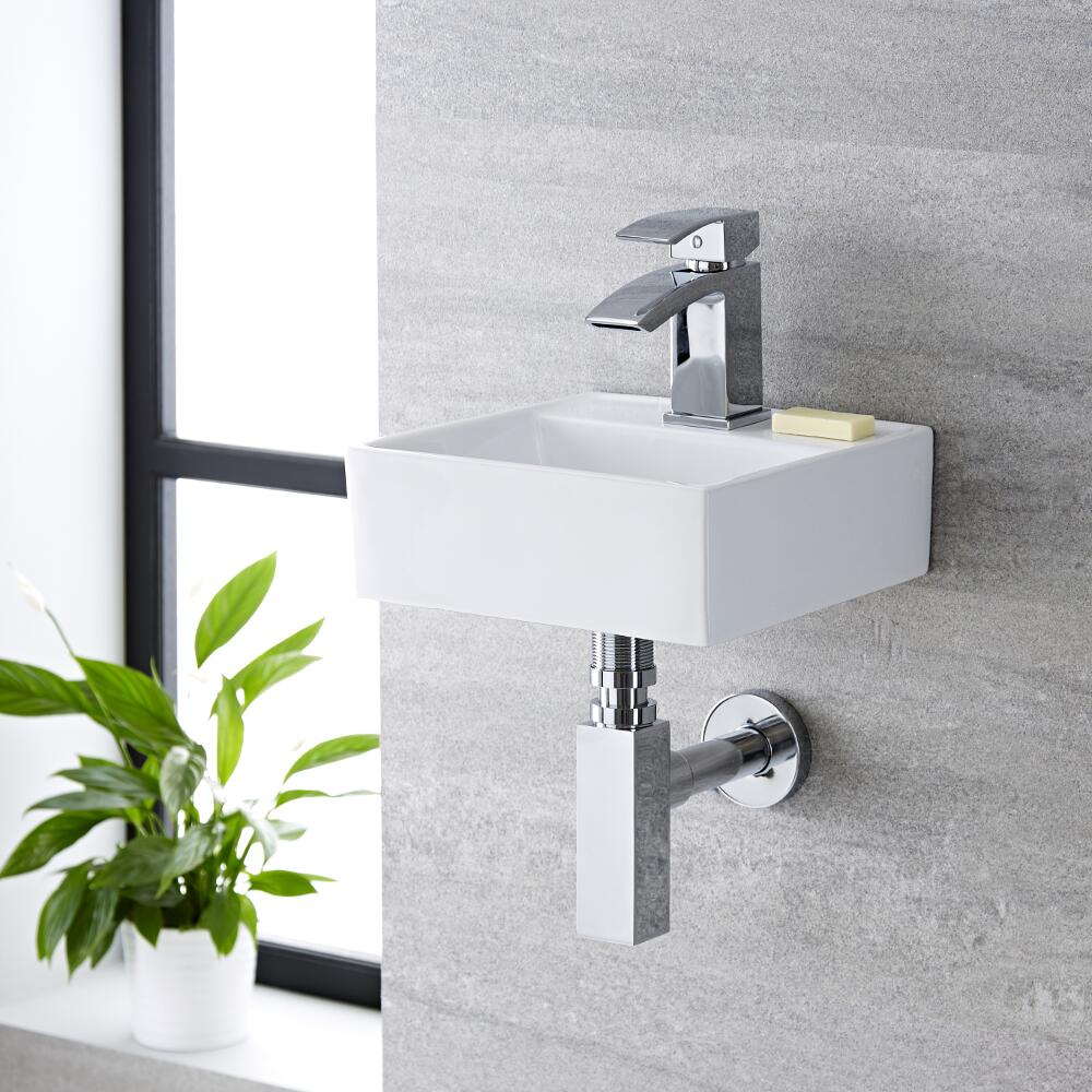 Lavabo Sobre Encimera Cuadrado de Cerámica 280x280mm - Halwell